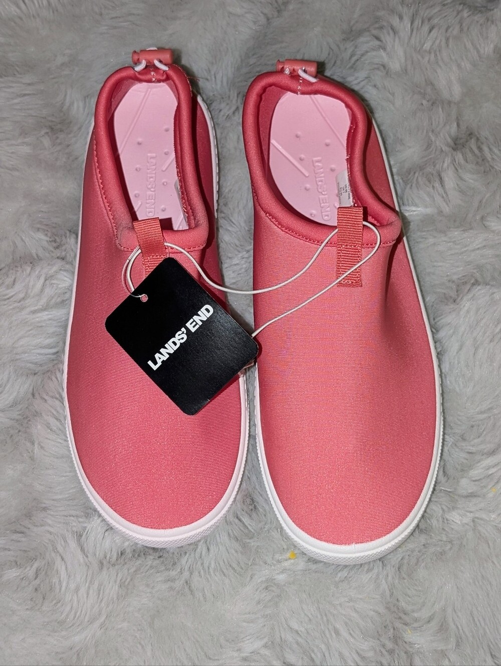 Lands End Coral Pink Sport Slip On Water Shoes Aqua Socks Size 9B NWT